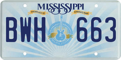 MS license plate BWH663