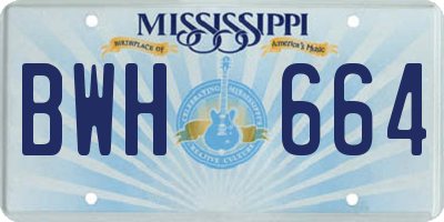 MS license plate BWH664