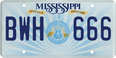 MS license plate BWH666