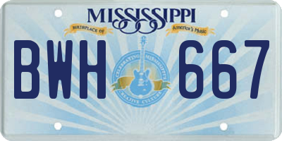 MS license plate BWH667