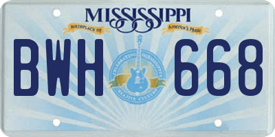MS license plate BWH668