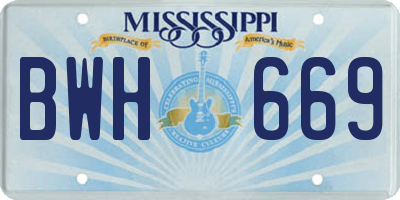 MS license plate BWH669