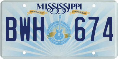 MS license plate BWH674