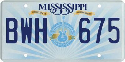 MS license plate BWH675