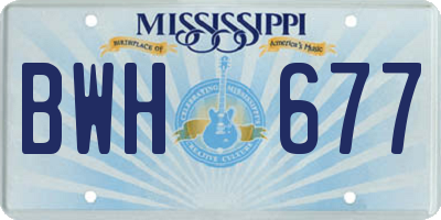 MS license plate BWH677
