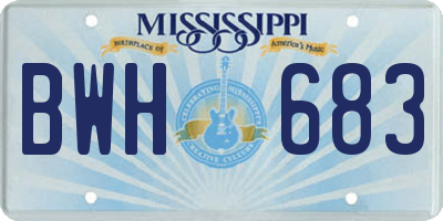 MS license plate BWH683
