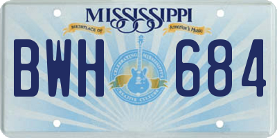MS license plate BWH684