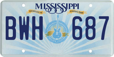 MS license plate BWH687
