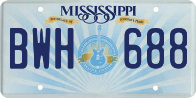 MS license plate BWH688