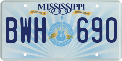 MS license plate BWH690