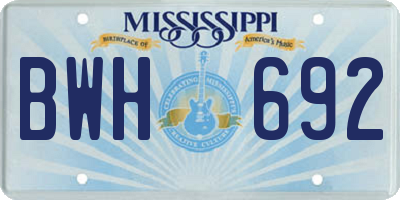 MS license plate BWH692