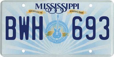 MS license plate BWH693