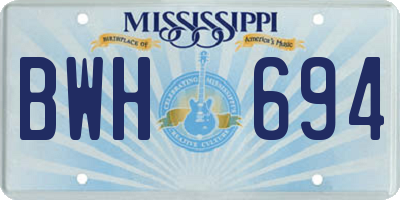 MS license plate BWH694