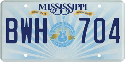 MS license plate BWH704