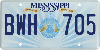 MS license plate BWH705