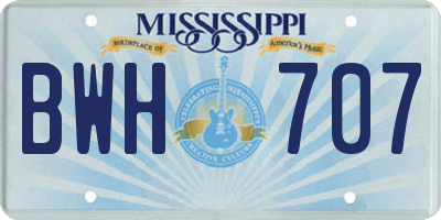 MS license plate BWH707