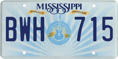 MS license plate BWH715