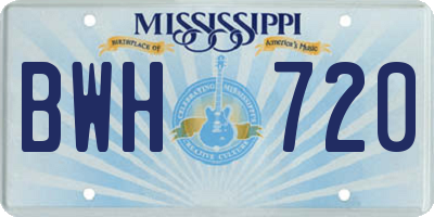 MS license plate BWH720