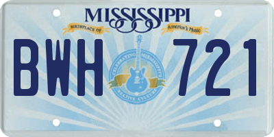 MS license plate BWH721