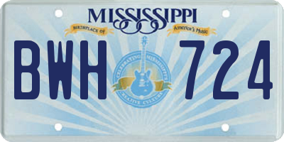 MS license plate BWH724