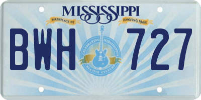 MS license plate BWH727