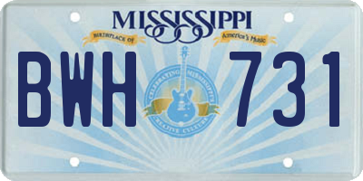 MS license plate BWH731