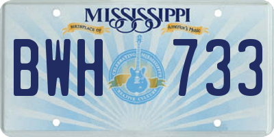 MS license plate BWH733