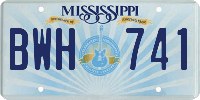 MS license plate BWH741