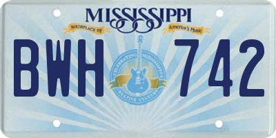 MS license plate BWH742