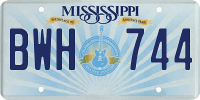 MS license plate BWH744
