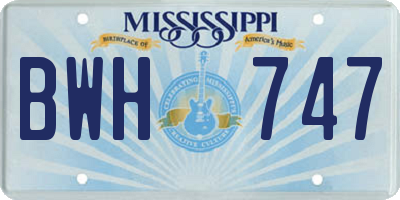 MS license plate BWH747