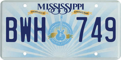 MS license plate BWH749