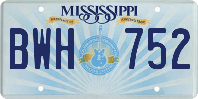 MS license plate BWH752