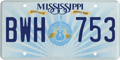MS license plate BWH753