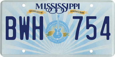 MS license plate BWH754