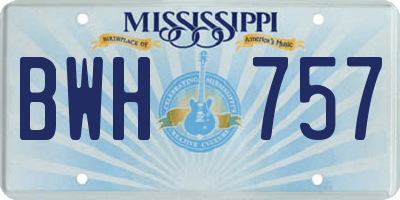 MS license plate BWH757