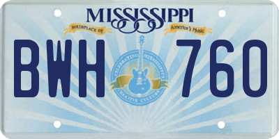 MS license plate BWH760