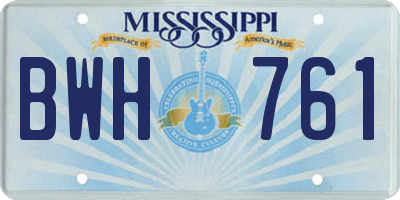 MS license plate BWH761