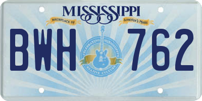 MS license plate BWH762