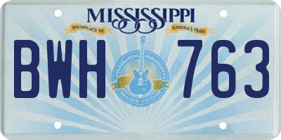 MS license plate BWH763