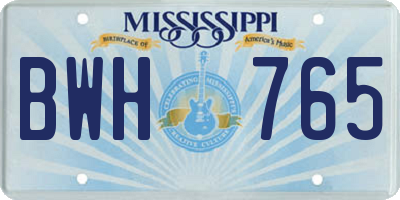 MS license plate BWH765