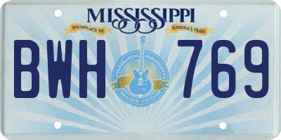MS license plate BWH769