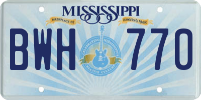 MS license plate BWH770