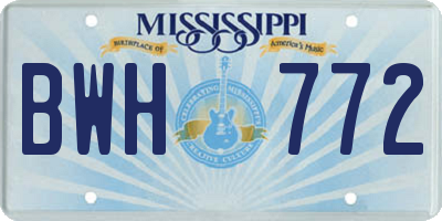 MS license plate BWH772