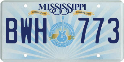 MS license plate BWH773