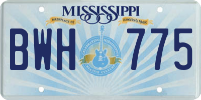 MS license plate BWH775