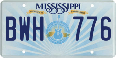 MS license plate BWH776