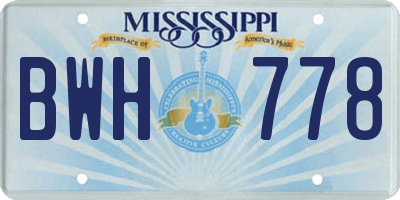 MS license plate BWH778
