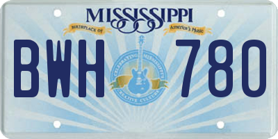 MS license plate BWH780