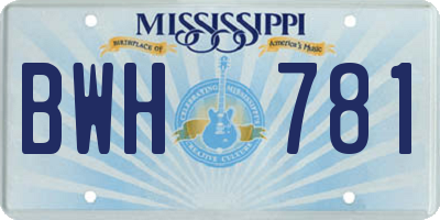 MS license plate BWH781